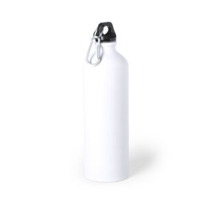 Aluminium Sports Bottle white 800ml With Carabiner