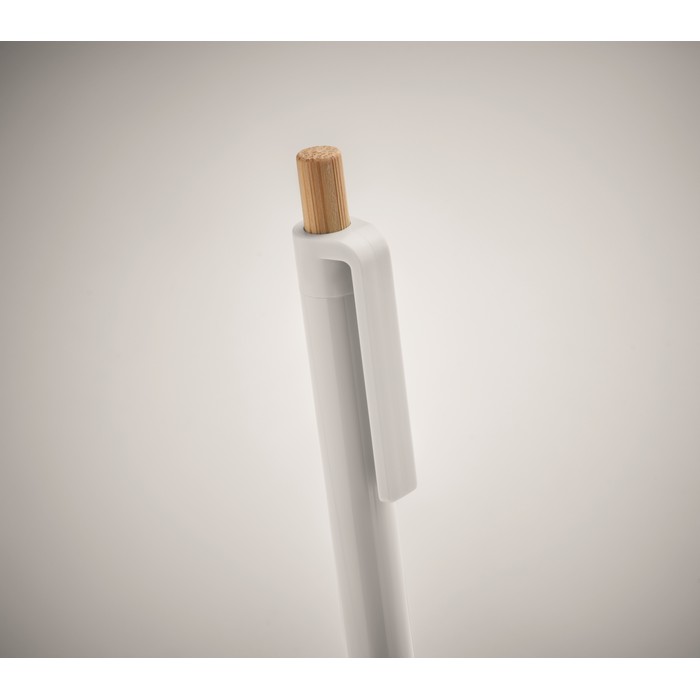 Monochrome pen with bamboo push button