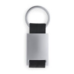 Metal keyring with coloured polyester strap china supplier black