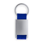 Metal keyring with coloured polyester strap china supplier blue