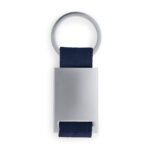 Metal keyring with coloured polyester strap china supplier dark blue