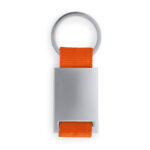 Metal keyring with coloured polyester strap china supplier orange