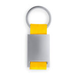 Metal keyring with coloured polyester strap china supplier yellow